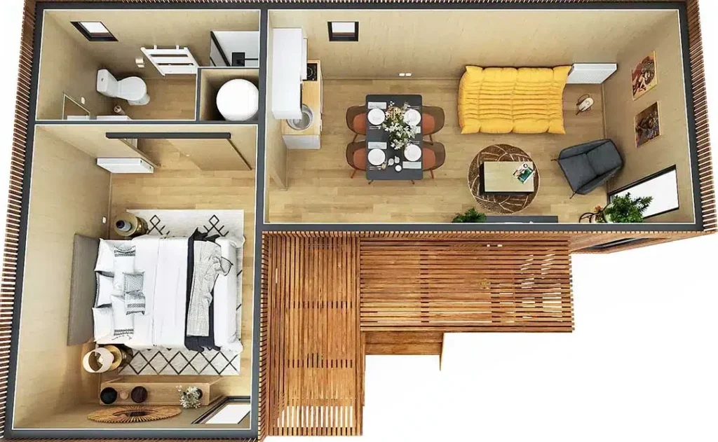 Aménagement optimisé: comment créer le plan parfait en 3D pour un studio de 30m2 ?