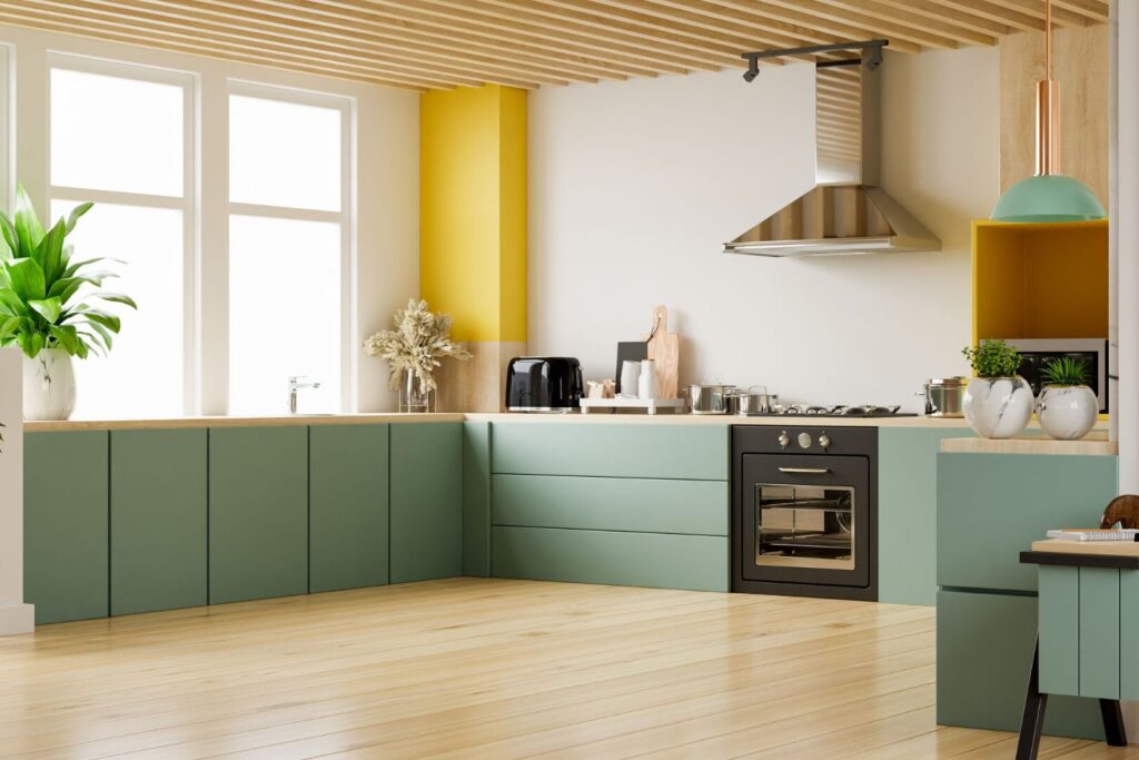 Comment intégrer le vert d’eau et le bois dans votre cuisine pour une ambiance naturelle et apaisante ?
